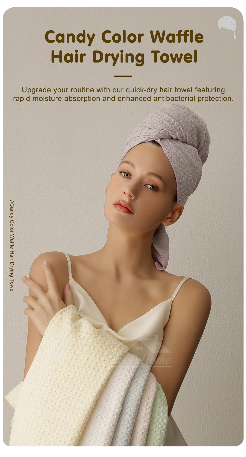 Candy Color Waffle Hair Drying Towel-1